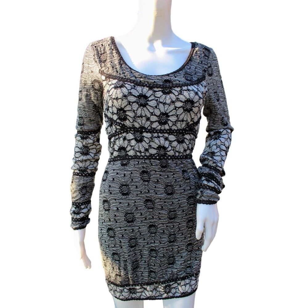 Free People Women's Black & White Floral Lace Dress Small